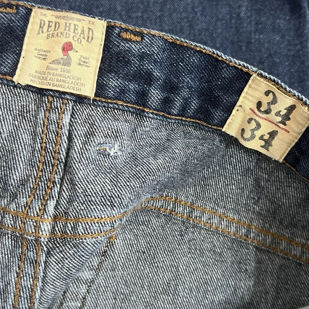 Red Head Denim Blue Jeans Classic Bass Pro Shop Pants Men 34x34 Measures 34x33 - Picture 3 of 9